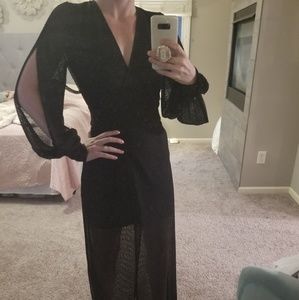 Long Black Wrap Dress